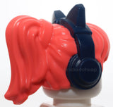 Lego Minifigure Hair Female High Ponytail Molded Dark Blue Headphones Cat Ears
