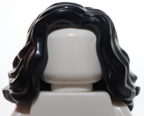 Lego Black Minifig Hair Female Mid Length Wavy