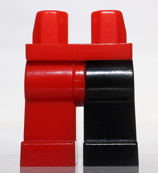 Lego One Black and One Red Leg Minifig Legs with Red Hips