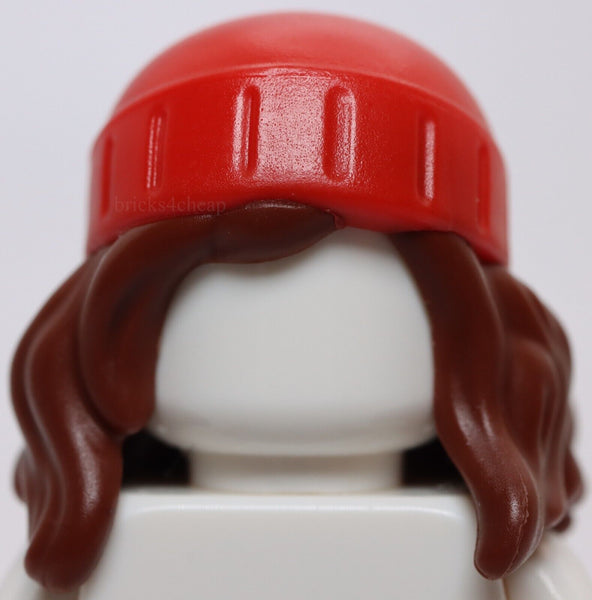 Lego Mini Doll Hair Combo Hair with Hat Long Wavy with Molded Red Beanie Pattern
