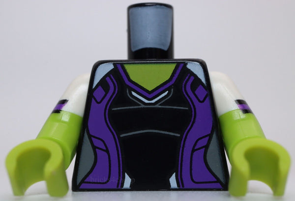 Lego Torso Female Super Hero Costume Dark Purple Side Panels White Shoulders