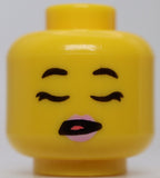 Lego Female Head Bright Pink Lips Grin Open Mouth Coral Tongue Sleeping Pattern