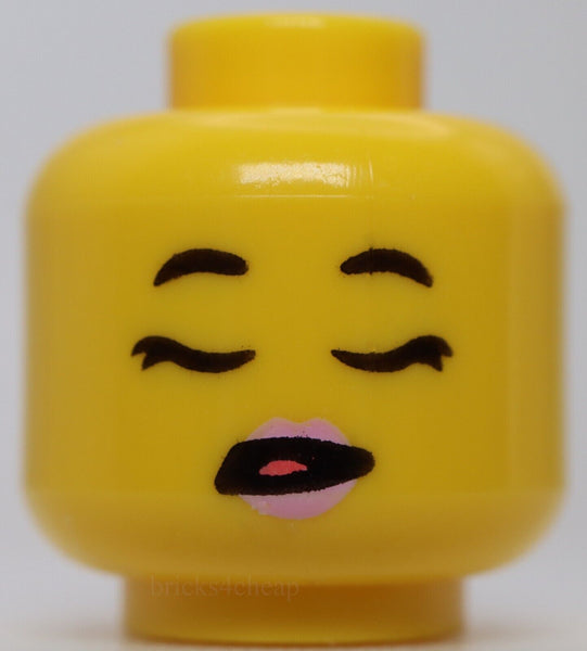 Lego Female Head Bright Pink Lips Grin Open Mouth Coral Tongue Sleeping Pattern