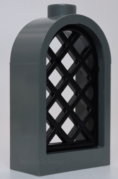 Lego Dark Bluish Gray Window 1x2x2 2/3 Lattice Pane