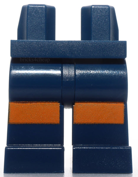 Lego Dark Blue Minifig Legs with Dark Orange Knee Pads Stripes