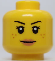 Lego Head Female Black Eyebrows Freckles Eyelashes Nougat Lips Open Mouth Smile