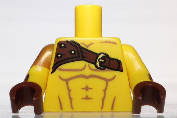 Lego Torso Bare Chest Muscles Shoulder Belt Pattern Yellow Arms Cuffs Lion Print