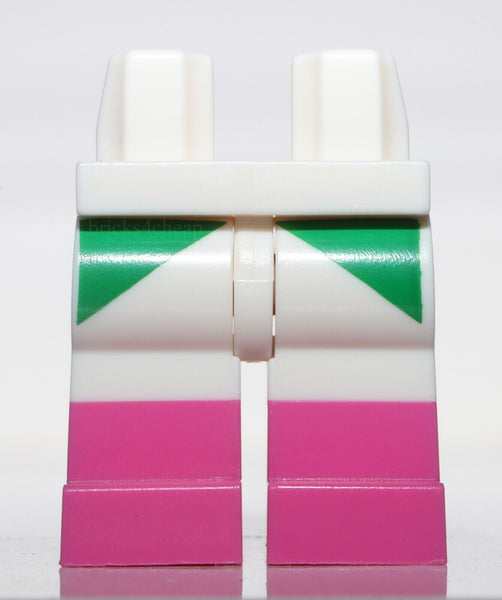 Lego White Hips Legs with Dark Pink Boots Green Triangles Pattern
