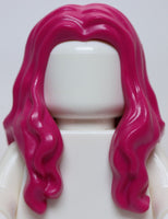 Lego Magenta Minifig Female Hair Long Wavy Center Part