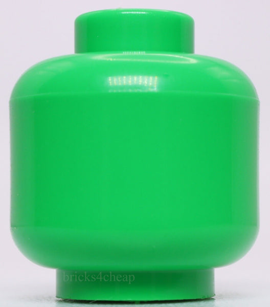 Lego 5x Bright Green Minifig Head Plain Hollow Stud