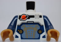 Lego White Space Torso Bright Light Blue Armor Dark Blue Arms Gold Hands