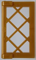 Lego 20x Pearl Gold Window 1 x 2 x 3 Pane Lattice with Thick Corner Tabs