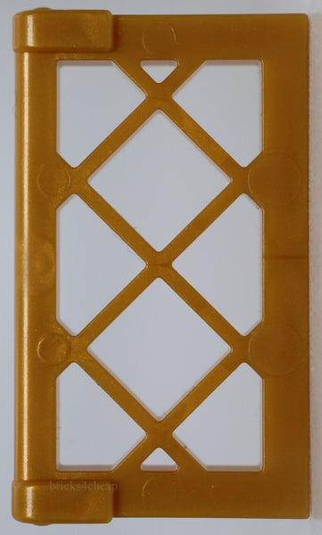 Lego 20x Pearl Gold Window 1 x 2 x 3 Pane Lattice with Thick Corner Tabs