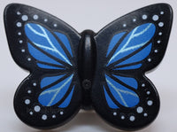 Lego Black Butterfly with Stud Holder with Blue Wings and White Spots Pattern