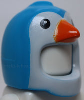 Lego Dark Azure Minifig  Head Cover Costume Bird Penguin White Face Orange