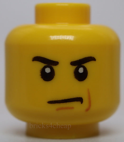 Lego Yellow Head Angry Grin Chin Dimple Scar