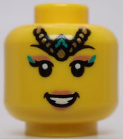 Lego  Head Female Thin Black Eyebrows Nougat Eye Shadow Lips Smile Gold Tiara