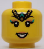 Lego  Head Female Thin Black Eyebrows Nougat Eye Shadow Lips Smile Gold Tiara