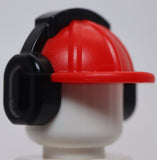 Lego Red Construction Helmet with Black Headphones