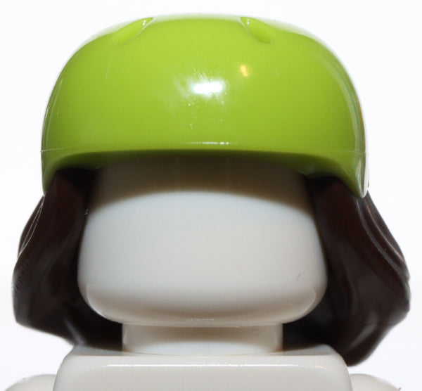 fahrradhelm lego frisur Lego Dark Brown Minifig Hair Combo Hair with Hat Long Hair Lime Bicycl – Gems In the Attic