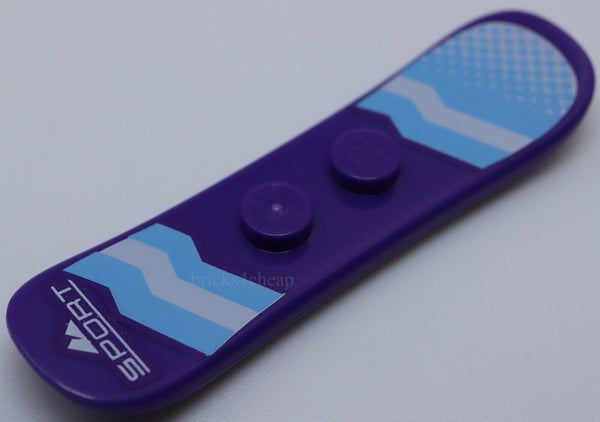 Lego Dark Purple Utensil Snowboard Small Bright Light Blue White Stripe Sport