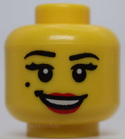 Lego Head Female Black Eyebrows Eyelashes and Beauty Mark Red Lips