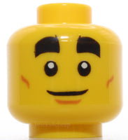 Lego Yellow Minifig Head Dual Sided Thick Black Brows Black Sunglasses Smile