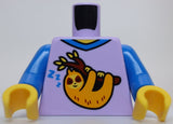 Lego Lavender Minifig Torso Sloth Sleeping on Brach Pattern Blue Arms