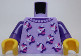 Lego Lavender Minifig Torso Unicorn Pattern Dark Purple Arms