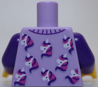 Lego Lavender Minifig Torso Unicorn Pattern Dark Purple Arms