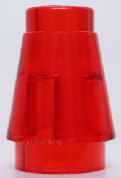 Lego 10x Trans Red Cone 1 x 1 with Top Groove