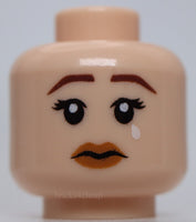 Lego Head Dual Sided Female Mermaid with Dark Brown Sad Eyebrows and Tear Scales