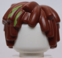 Lego Reddish Brown Minifig Hair Short Layered Mop Top with Lime Streaks Pattern