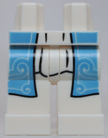 Lego Hips and Legs Medium Blue Robe Ends with Swirls Pleat Lines Black Outline