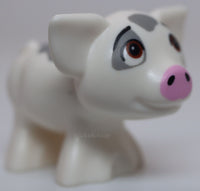 Lego White Pig Friends Reddish Brown Eyes Looking Up Bright Pink Nose Pua