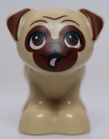 Lego Tan Animal Dog Pug Friends Reddish Brown Muzzle Bright Pink Tongue