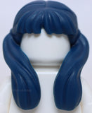 Lego Dark Blue Hair Female Long with Bangs and Front Pigtails Flexible Rubber