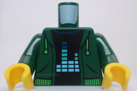 Lego Torso Hoodie Bright Green Drawstrings Waistband Black Shirt Equalizer Bars
