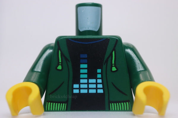 Lego Torso Hoodie Bright Green Drawstrings Waistband Black Shirt Equalizer Bars