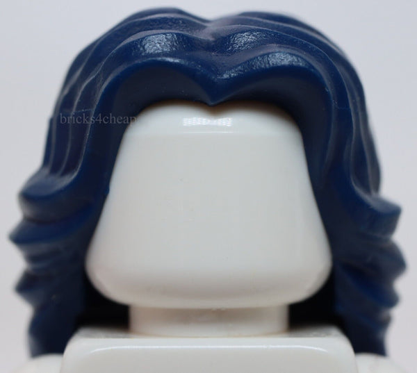 Lego Dark Blue Minifigure Hair Female Mid Length Wavy with Center Part