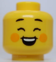 Lego Female Black Eyebrows Bright Light Orange Cheek Spots Closed Eyes Smile