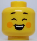 Lego Female Black Eyebrows Bright Light Orange Cheek Spots Closed Eyes Smile