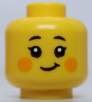 Lego Female Black Eyebrows Bright Light Orange Cheek Spots Closed Eyes Smile