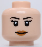 Lego Head  Female Thin Black Eyebrows Long Eyelashes Medium Nougat Lips Smile