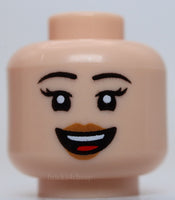 Lego Head  Female Thin Black Eyebrows Long Eyelashes Medium Nougat Lips Smile