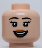 Lego Head  Female Thin Black Eyebrows Long Eyelashes Medium Nougat Lips Smile