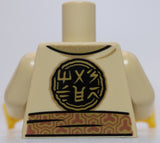 Lego Torso Robe Gold Hems White Tunic Dark Tan Scarf Copper Sash MASTER Logo
