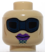 Lego Head Alien Dark Purple Thin Brows Large Reddish Brown Eyes Horns Red Lips
