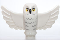 Lego White Owl Spread Wings Black Beak Yellow Eyes Rippled Chest Feathers