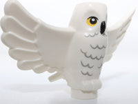 Lego White Owl Spread Wings Black Beak Yellow Eyes Rippled Chest Feathers